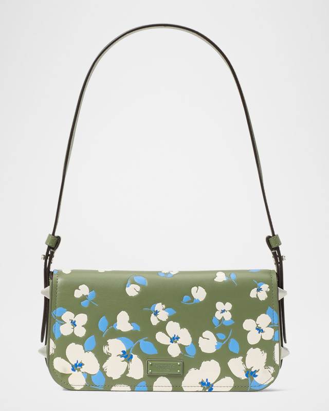 liv painterly bouquet embossed leather shoulder bag